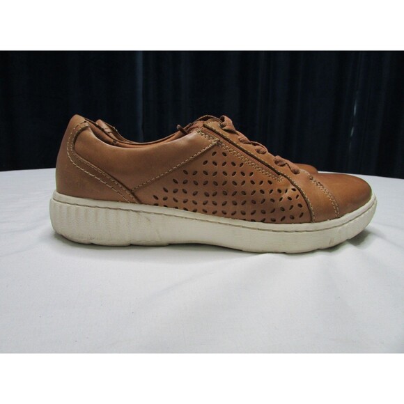 Clarks Collection Caroline Ella Leather Women's Sneakers Cognac Brown Size 8 - Picture 4 of 7